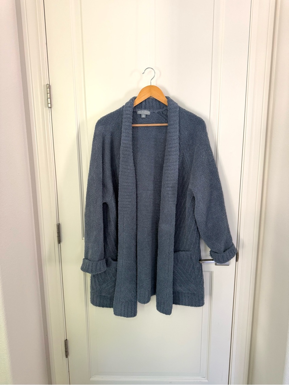 Barefoot Dreams Cozychic Directional Ribbed Cardigan Blue size 1X Shawl Collar